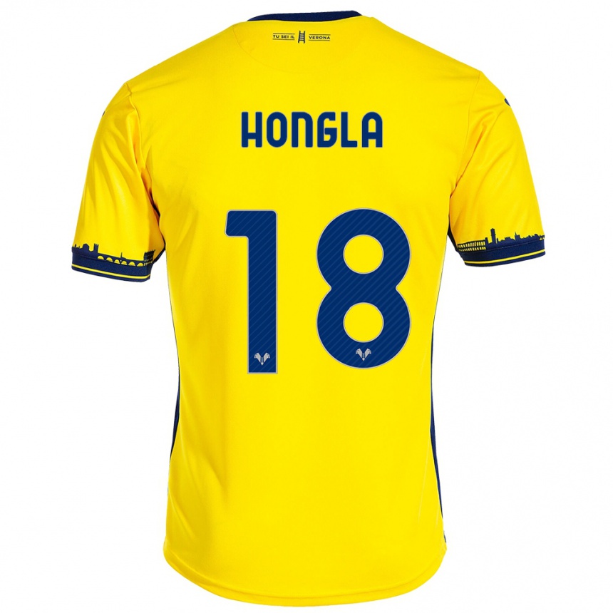 Kids Football Martin Hongla #18 Yellow Away Jersey 2023/24 T-Shirt