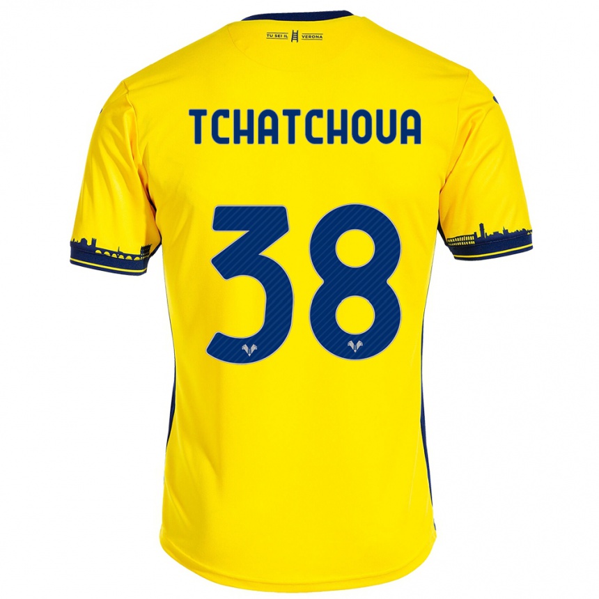 Kids Football Jackson Tchatchoua #38 Yellow Away Jersey 2023/24 T-Shirt