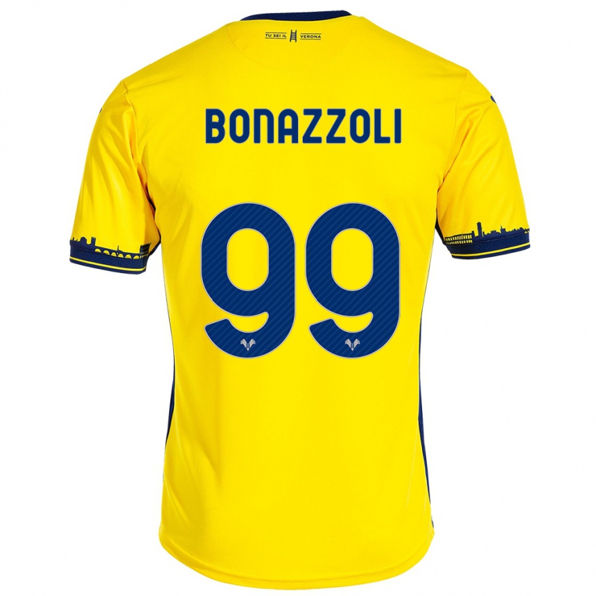 Kids Football Federico Bonazzoli #99 Yellow Away Jersey 2023/24 T-Shirt