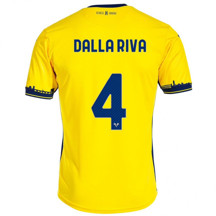 Kids Football Stefano Dalla Riva #4 Yellow Away Jersey 2023/24 T-Shirt