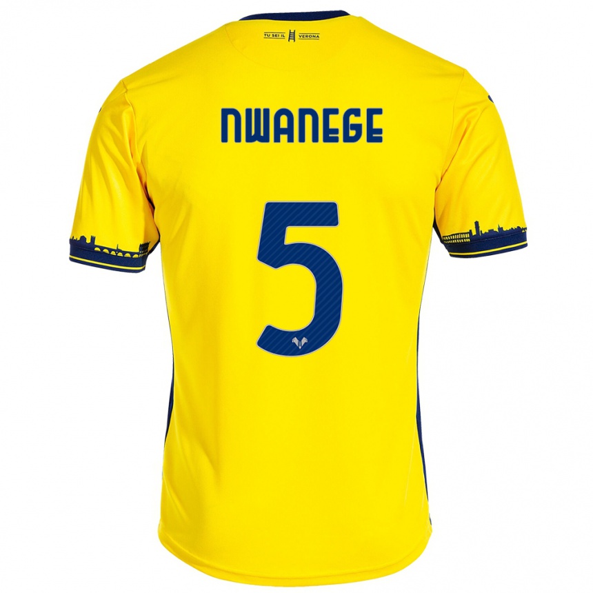 Kids Football Karlson Nwanege #5 Yellow Away Jersey 2023/24 T-Shirt