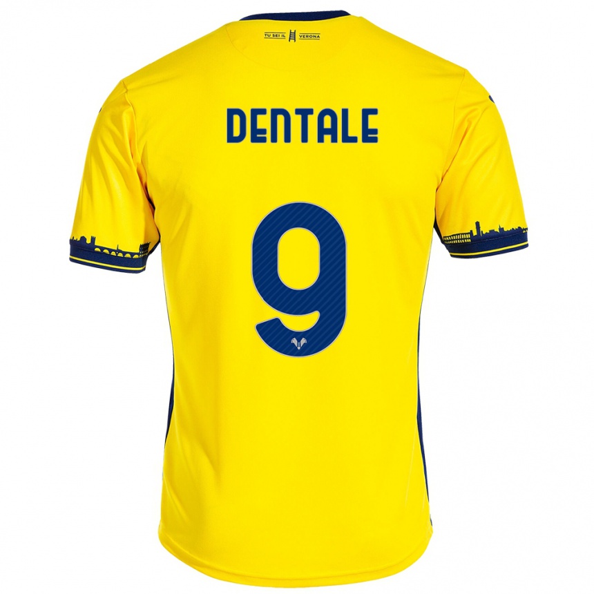 Kids Football Alessandro Dentale #9 Yellow Away Jersey 2023/24 T-Shirt