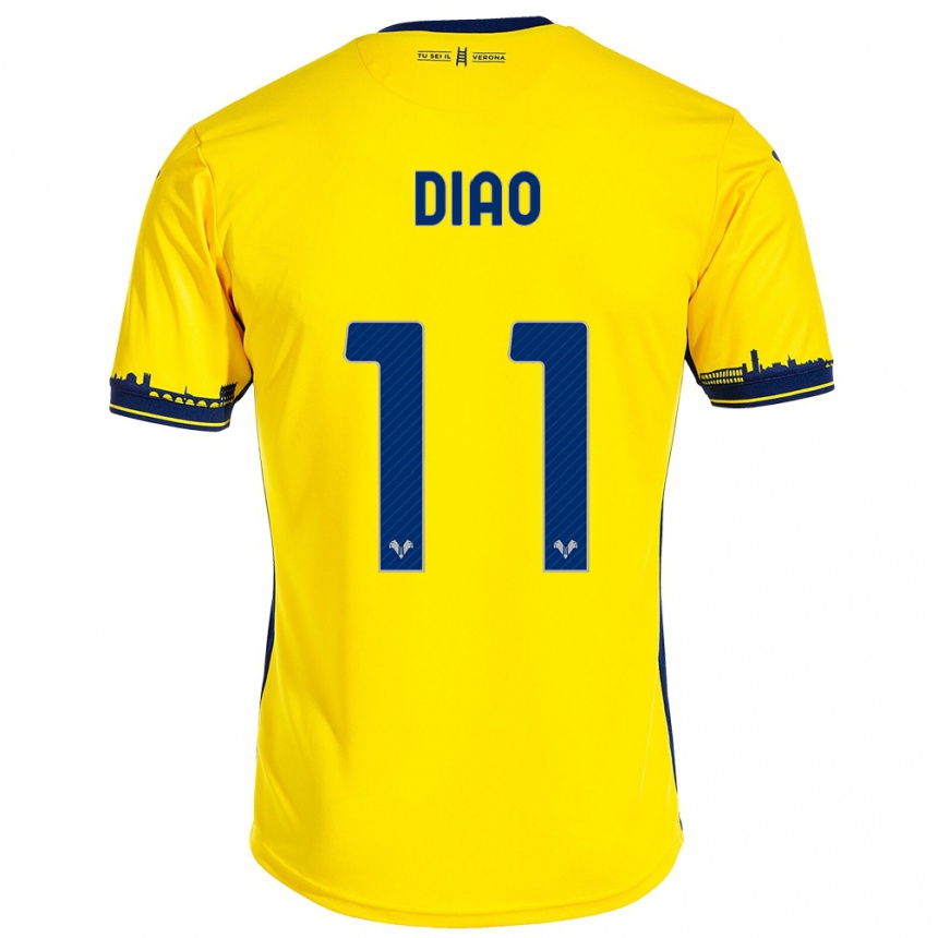 Kids Football Siren Diao #11 Yellow Away Jersey 2023/24 T-Shirt