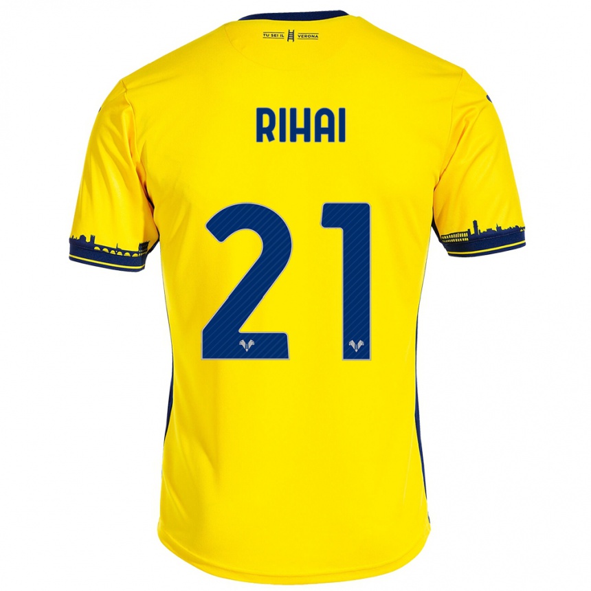 Kids Football Aiman Rihai #21 Yellow Away Jersey 2023/24 T-Shirt