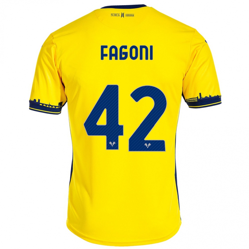 Kids Football Marco Fagoni #42 Yellow Away Jersey 2023/24 T-Shirt