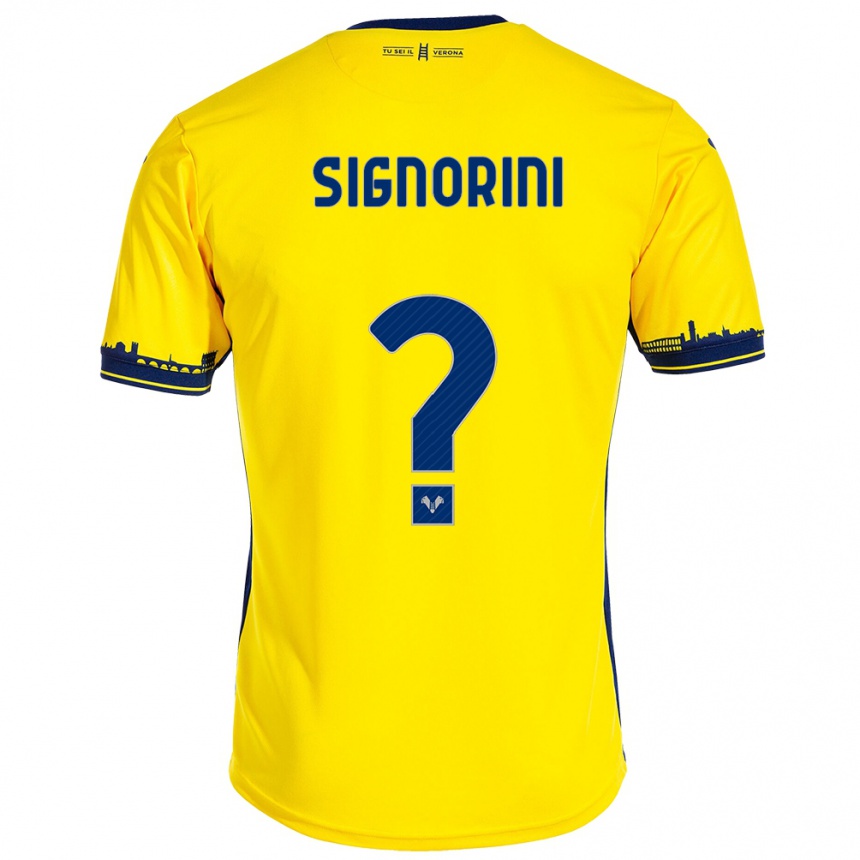 Kids Football Simone Signorini #0 Yellow Away Jersey 2023/24 T-Shirt