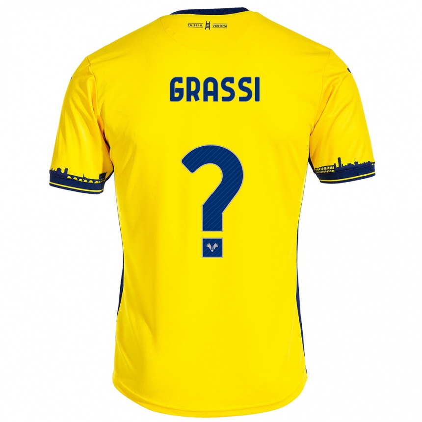 Kids Football Pierfrancesco Grassi #0 Yellow Away Jersey 2023/24 T-Shirt