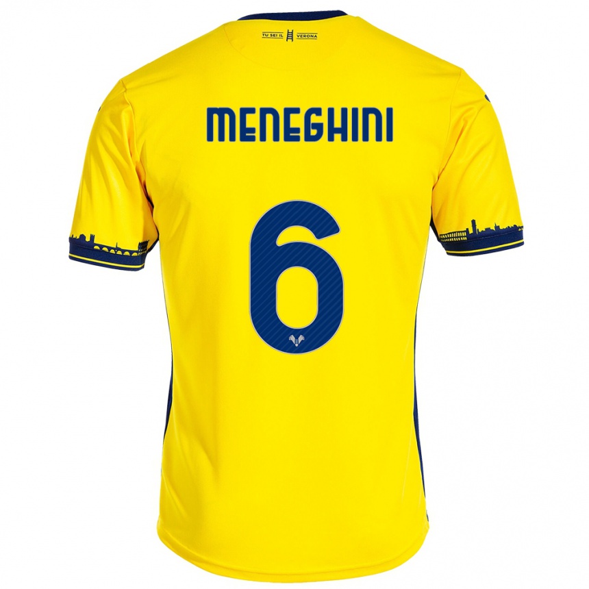 Kids Football Sofia Meneghini #6 Yellow Away Jersey 2023/24 T-Shirt