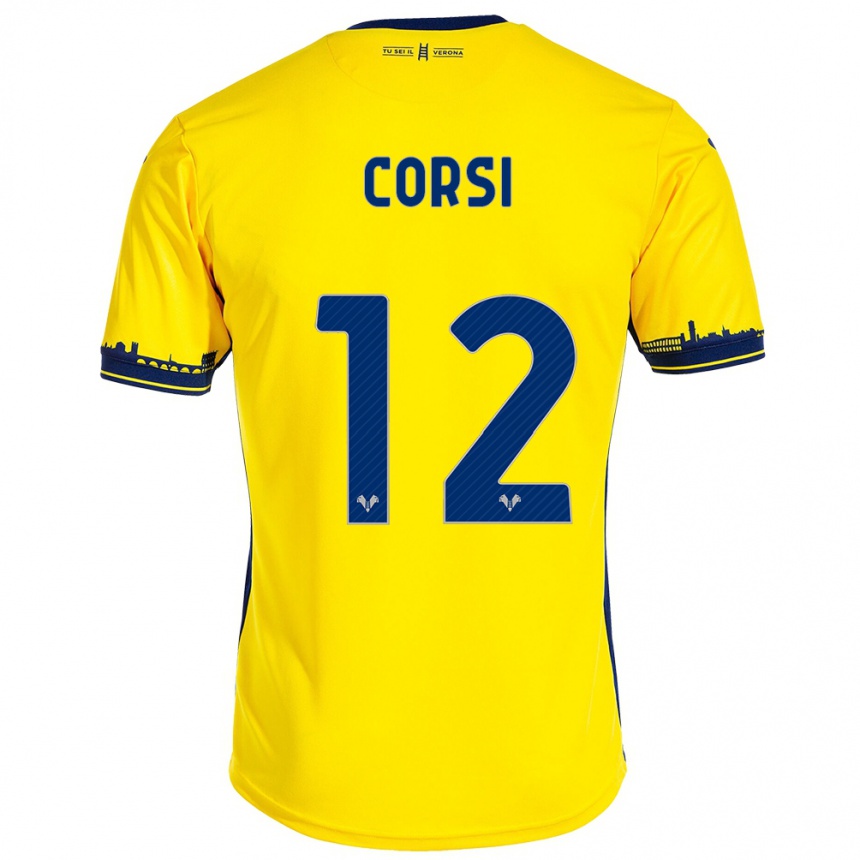 Kids Football Sara Corsi #12 Yellow Away Jersey 2023/24 T-Shirt