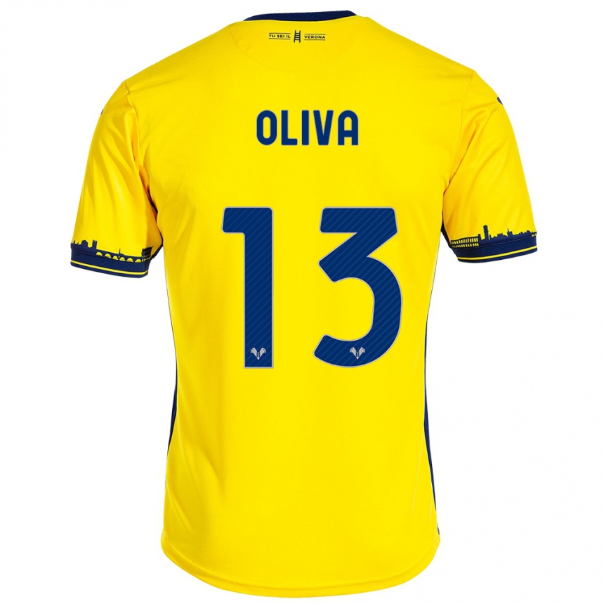 Kids Football Eleonora Oliva #13 Yellow Away Jersey 2023/24 T-Shirt