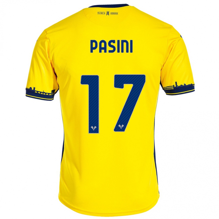 Kids Football Veronica Pasini #17 Yellow Away Jersey 2023/24 T-Shirt