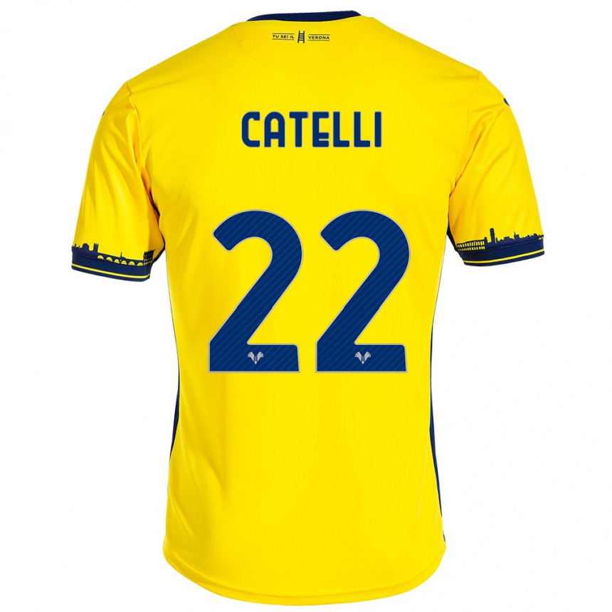 Kids Football Anna Catelli #22 Yellow Away Jersey 2023/24 T-Shirt