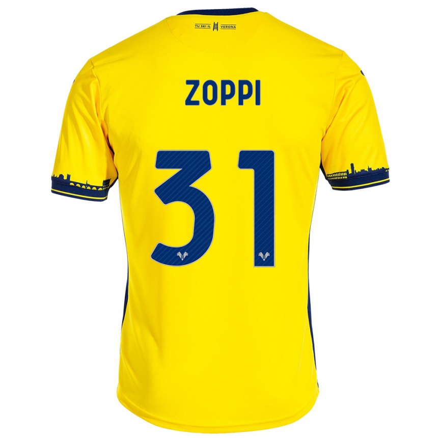 Kids Football Sofia Zoppi #31 Yellow Away Jersey 2023/24 T-Shirt