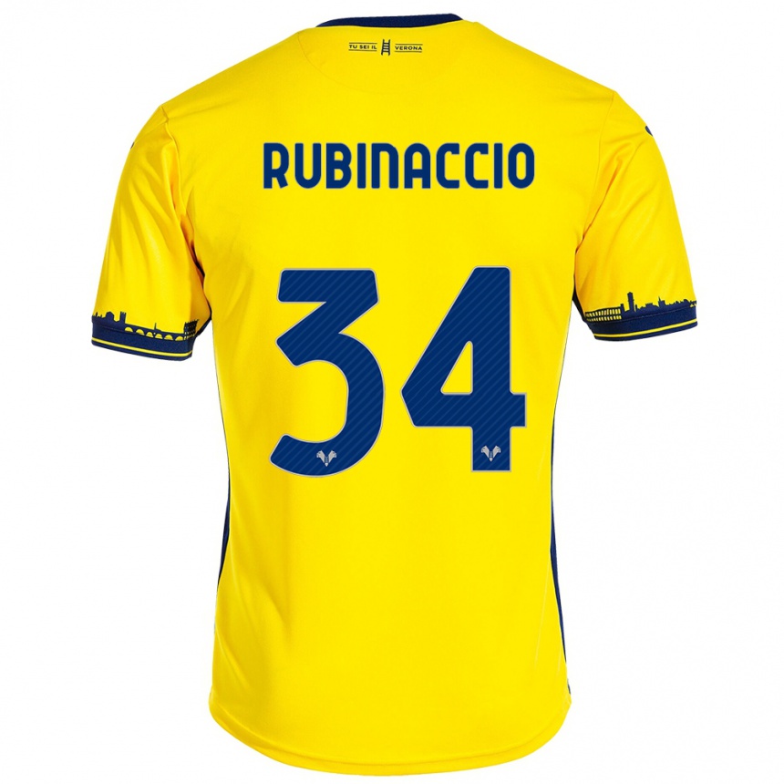 Kids Football Nikol Rubinaccio #34 Yellow Away Jersey 2023/24 T-Shirt