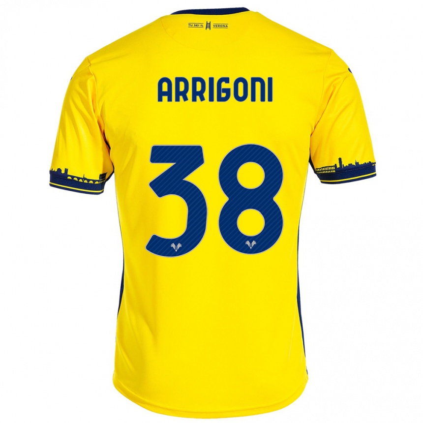 Kids Football Arrigoni #38 Yellow Away Jersey 2023/24 T-Shirt