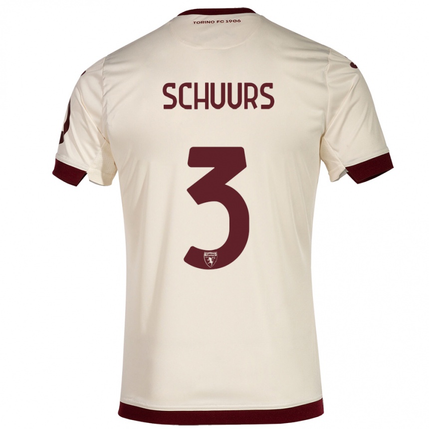 Kids Football Perr Schuurs #3 Champagne Away Jersey 2023/24 T-Shirt