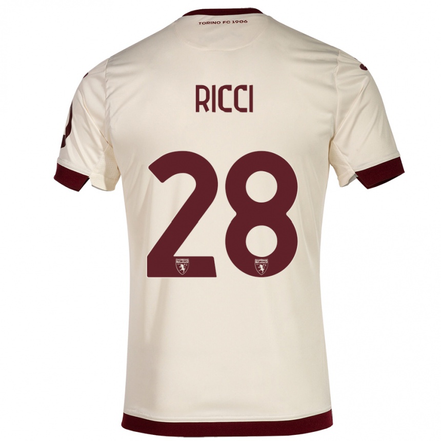 Kids Football Samuele Ricci #28 Champagne Away Jersey 2023/24 T-Shirt