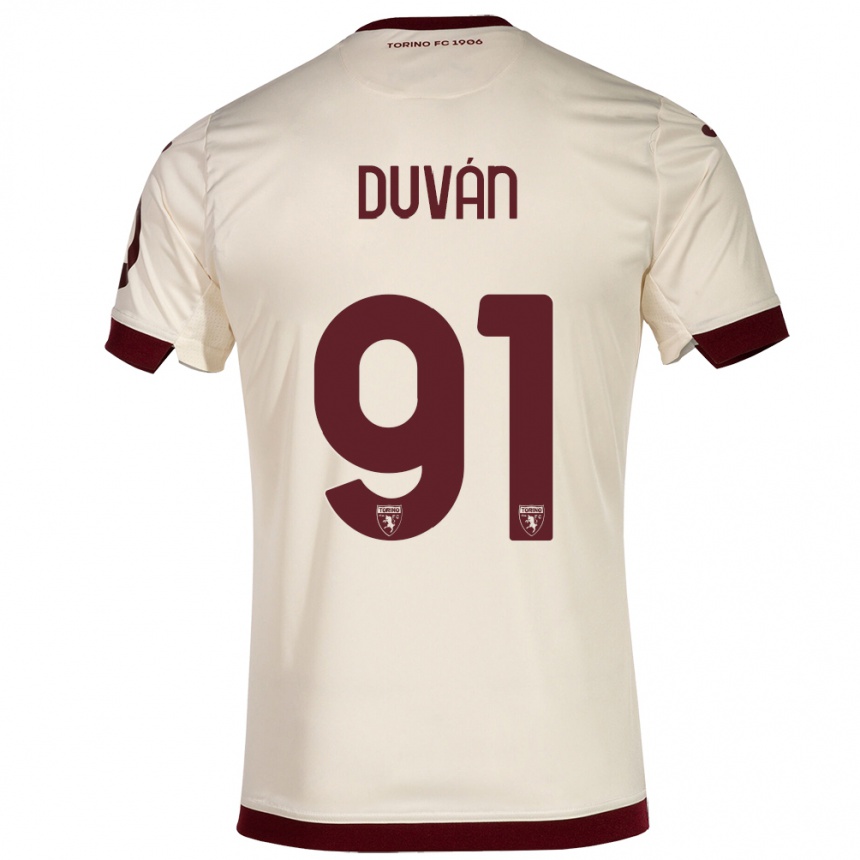 Kids Football Duván Zapata #91 Champagne Away Jersey 2023/24 T-Shirt