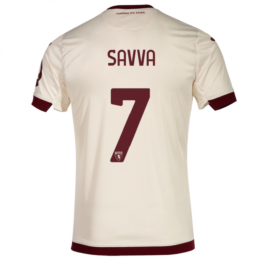 Kids Football Zanos Savva #7 Champagne Away Jersey 2023/24 T-Shirt