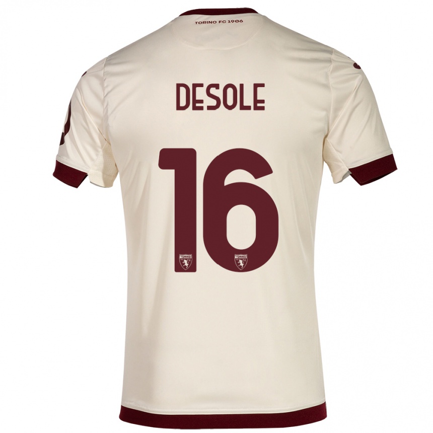 Kids Football Fabio Desole #16 Champagne Away Jersey 2023/24 T-Shirt