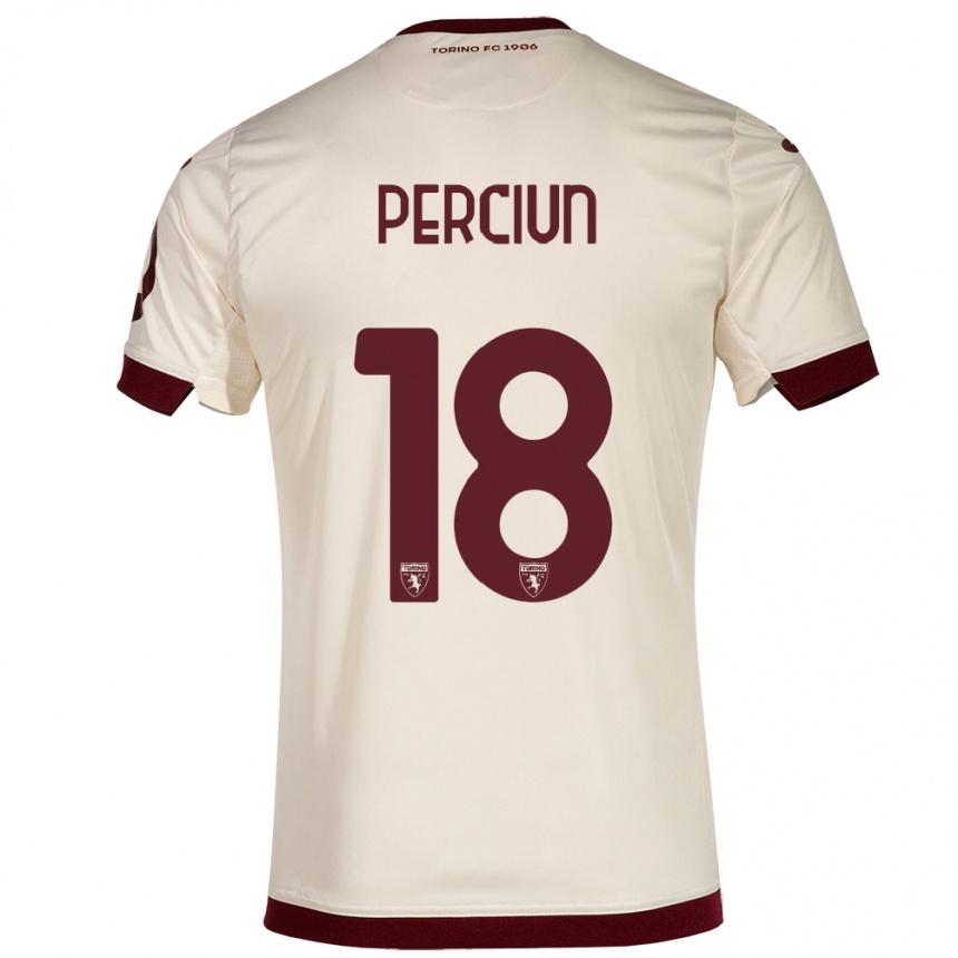 Kids Football Sergiu Perciun #18 Champagne Away Jersey 2023/24 T-Shirt