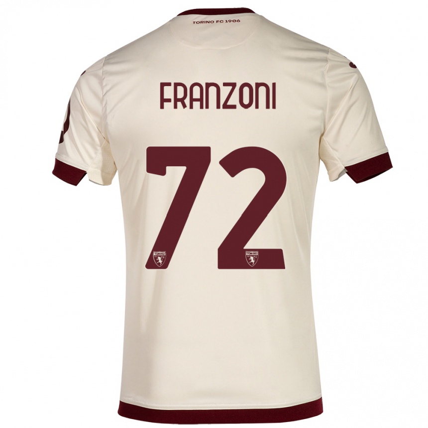 Kids Football Nicolò Franzoni #72 Champagne Away Jersey 2023/24 T-Shirt