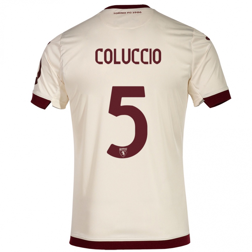 Kids Football Francesca Coluccio #5 Champagne Away Jersey 2023/24 T-Shirt