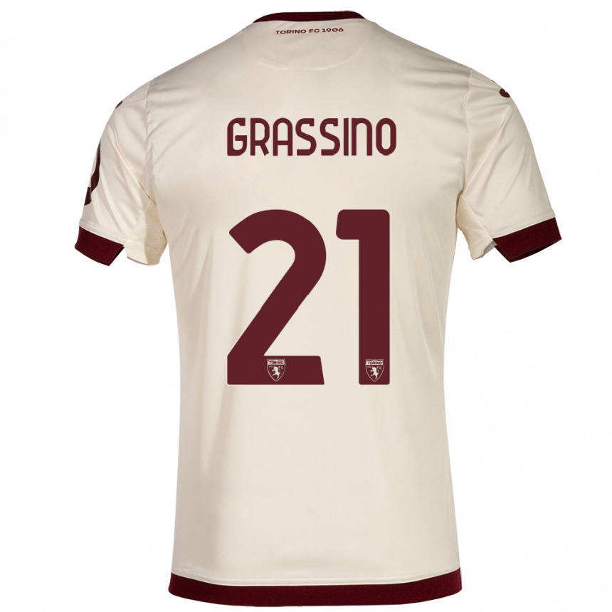 Kids Football Giulia Grassino #21 Champagne Away Jersey 2023/24 T-Shirt