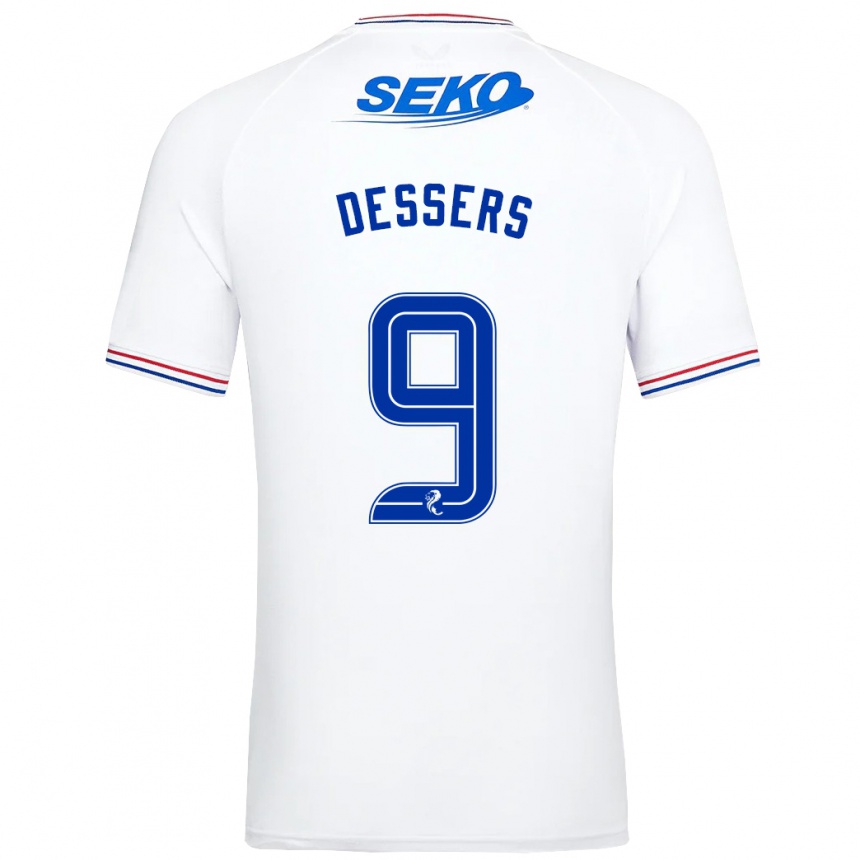 Kids Football Cyriel Dessers #9 White Away Jersey 2023/24 T-Shirt