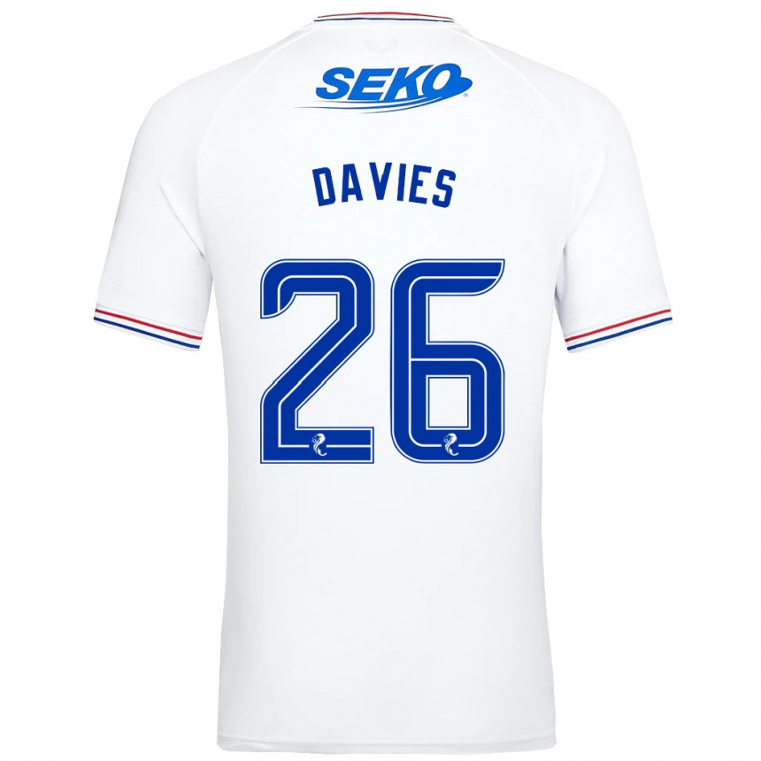 Kids Football Ben Davies #26 White Away Jersey 2023/24 T-Shirt