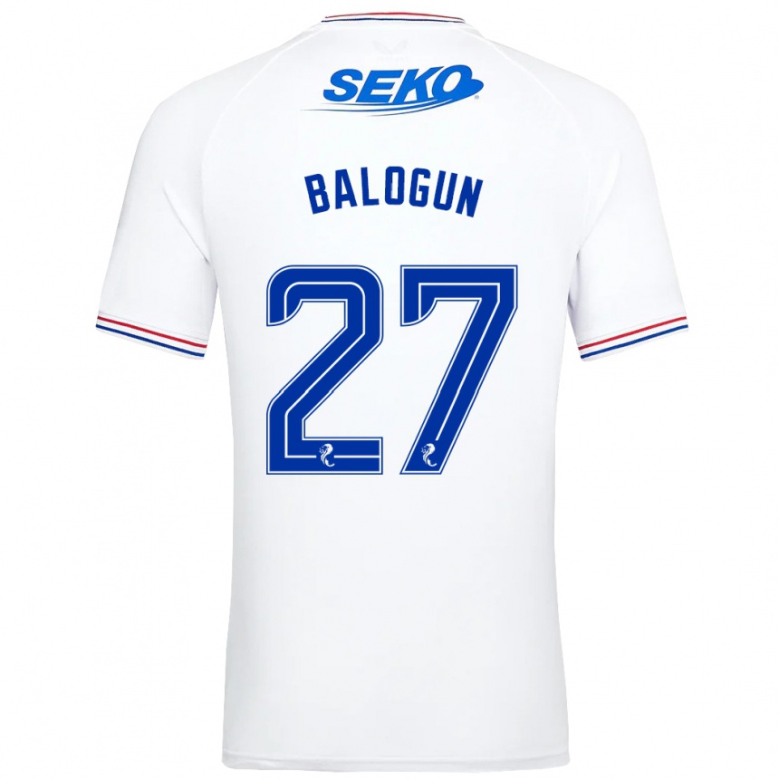 Kids Football Leon Balogun #27 White Away Jersey 2023/24 T-Shirt