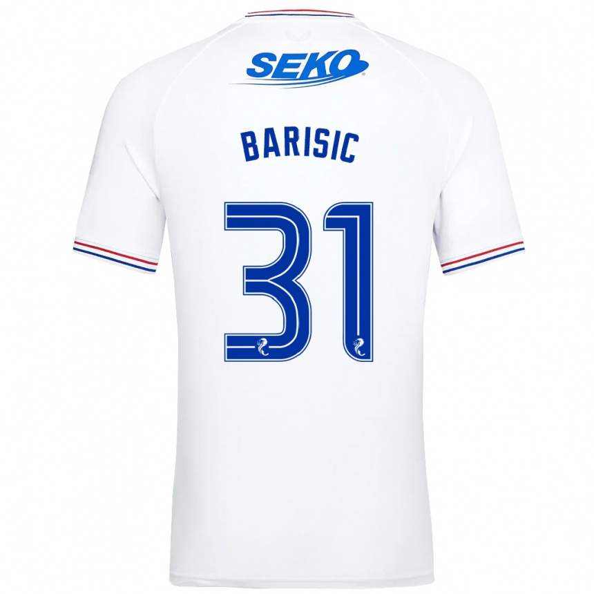 Kids Football Borna Barisic #31 White Away Jersey 2023/24 T-Shirt