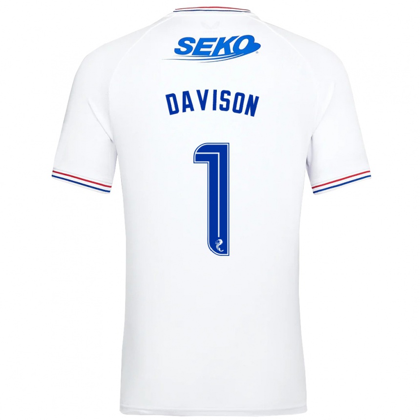 Kids Football Hannah Davison #1 White Away Jersey 2023/24 T-Shirt