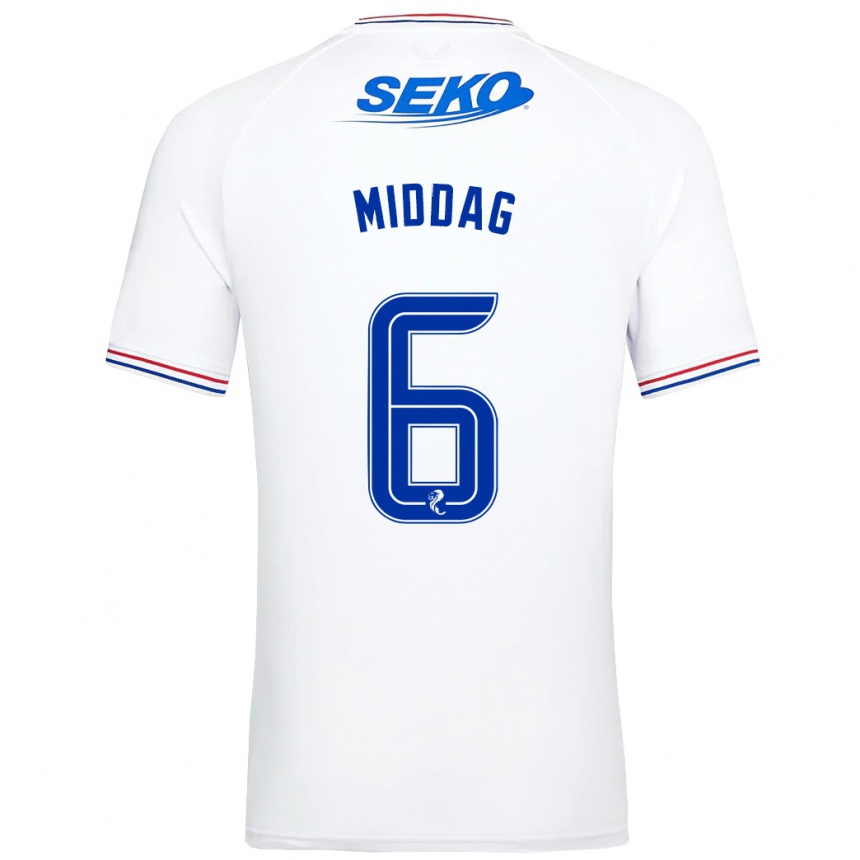 Kids Football Tessel Middag #6 White Away Jersey 2023/24 T-Shirt