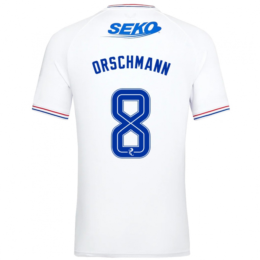 Kids Football Dina Orschmann #8 White Away Jersey 2023/24 T-Shirt