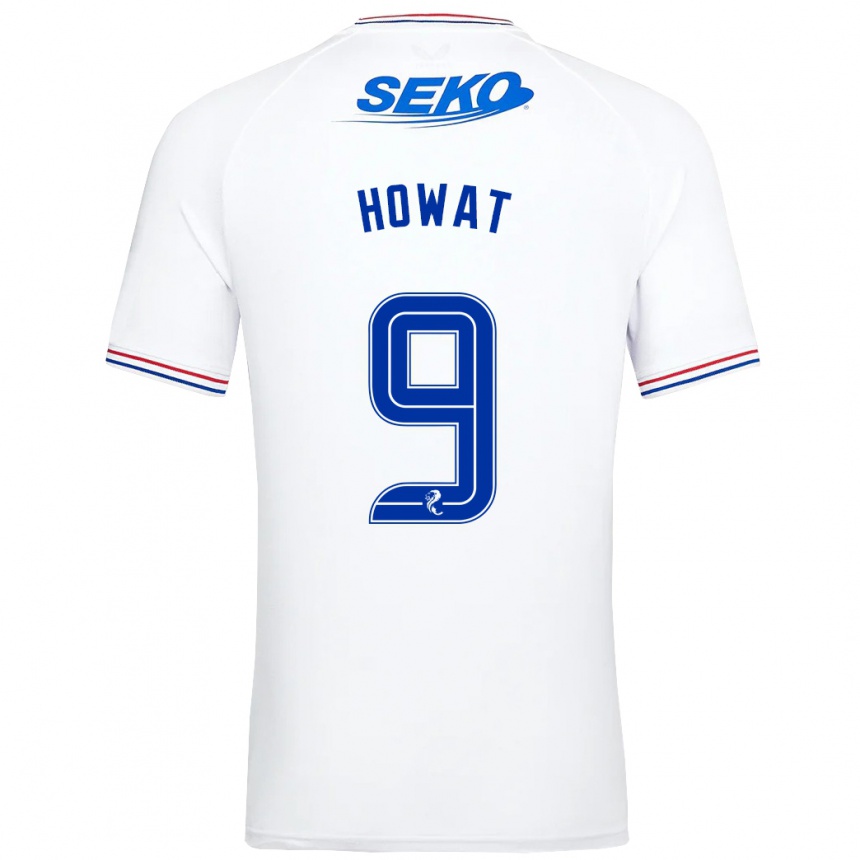 Kids Football Kirsty Howat #9 White Away Jersey 2023/24 T-Shirt