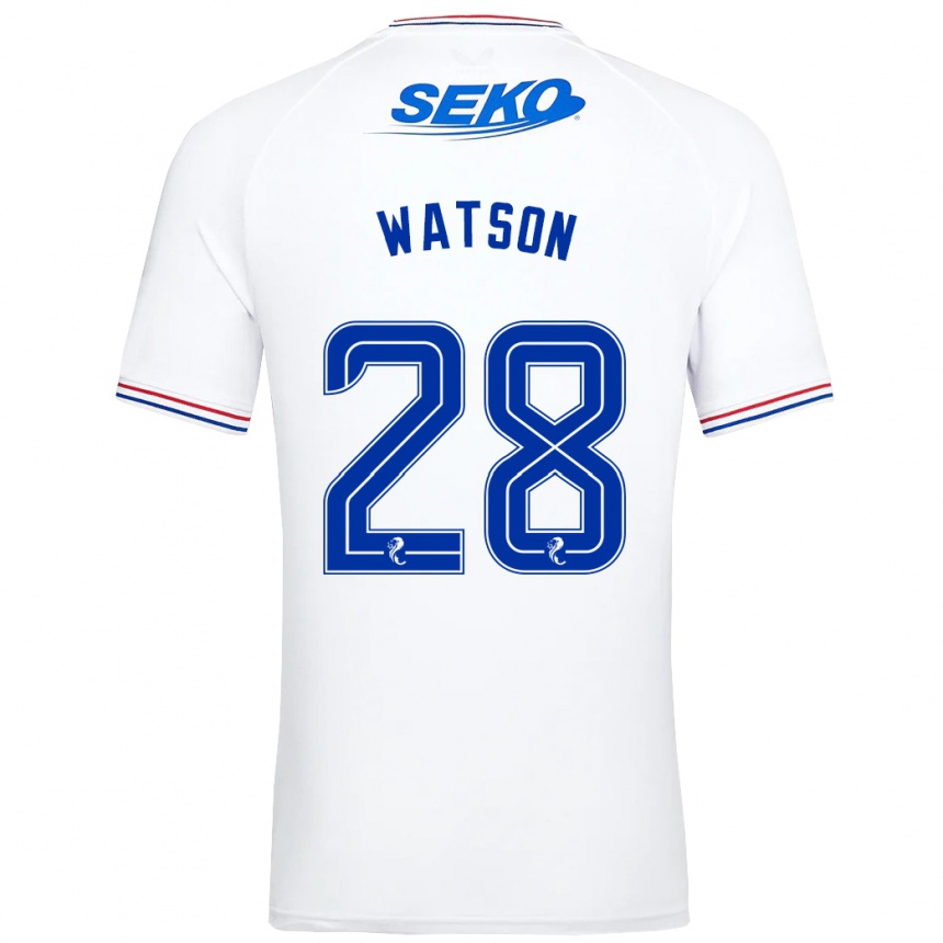 Kids Football Emma Watson #28 White Away Jersey 2023/24 T-Shirt