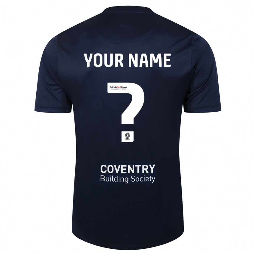 Kids Football Your Name #0 Red Navy Away Jersey 2023/24 T-Shirt