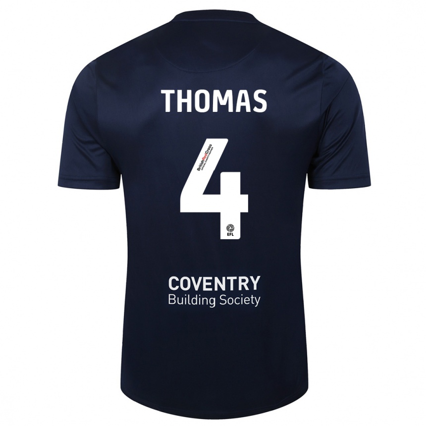 Kids Football Bobby Thomas #4 Red Navy Away Jersey 2023/24 T-Shirt