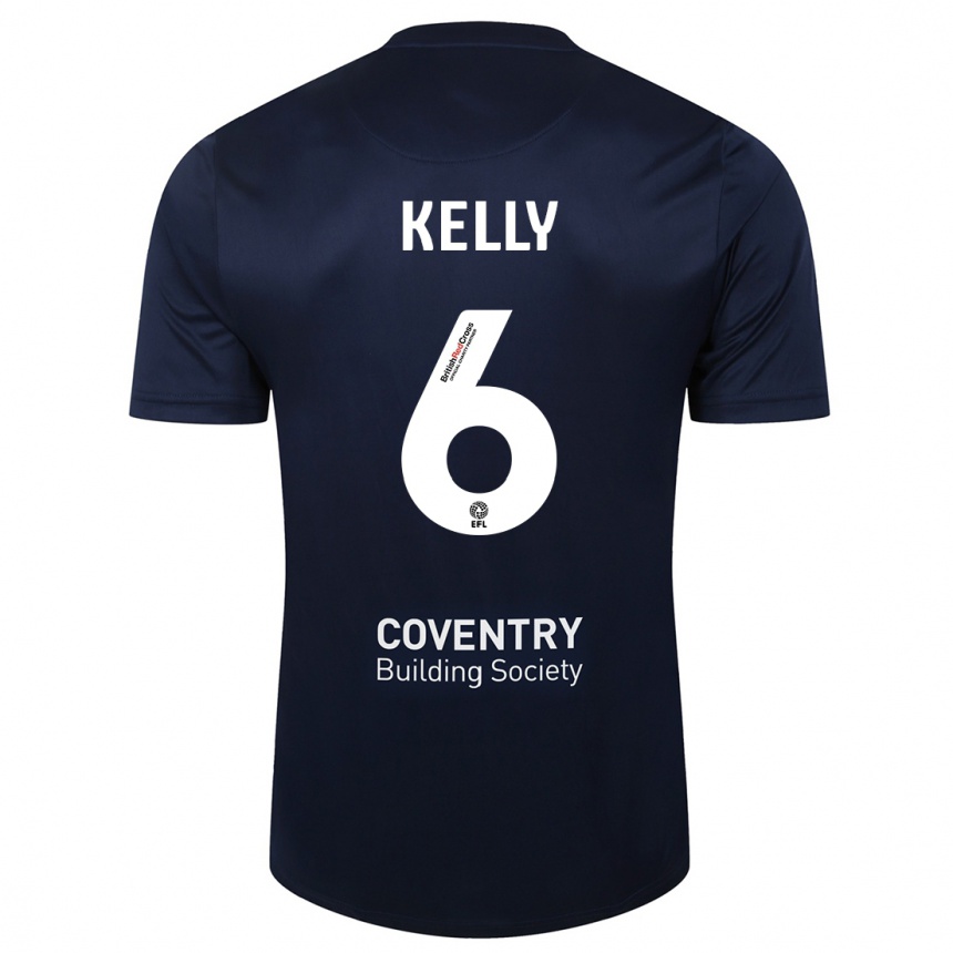 Kids Football Liam Kelly #6 Red Navy Away Jersey 2023/24 T-Shirt