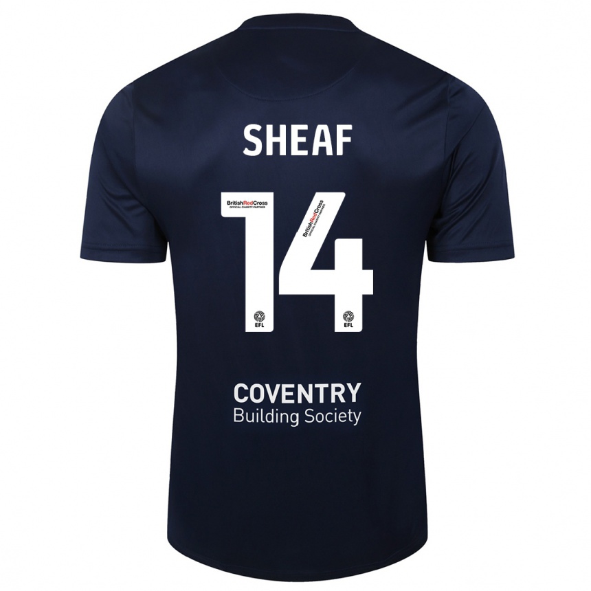 Kids Football Ben Sheaf #14 Red Navy Away Jersey 2023/24 T-Shirt