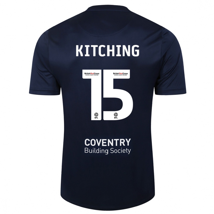 Kids Football Liam Kitching #15 Red Navy Away Jersey 2023/24 T-Shirt