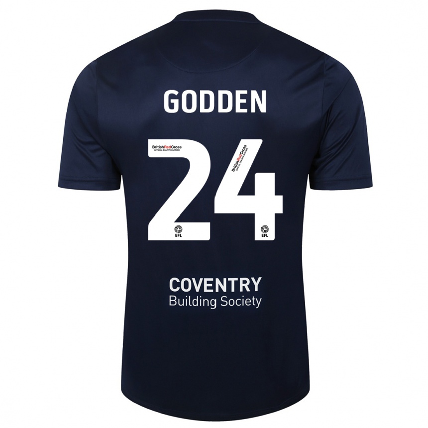 Kids Football Matt Godden #24 Red Navy Away Jersey 2023/24 T-Shirt