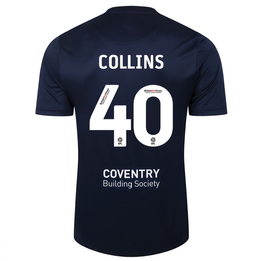 Kids Football Brad Collins #40 Red Navy Away Jersey 2023/24 T-Shirt