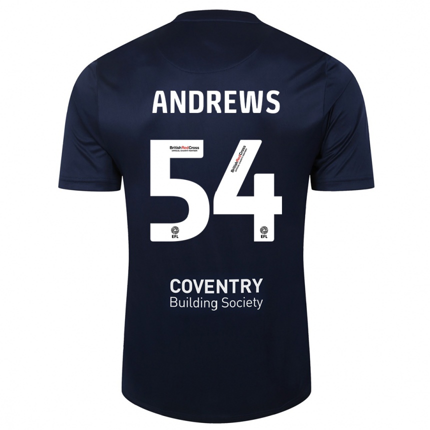 Kids Football Kai Andrews #54 Red Navy Away Jersey 2023/24 T-Shirt