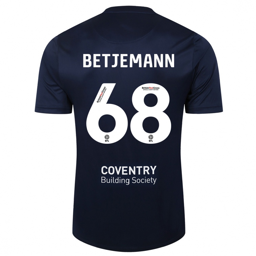 Kids Football Elliot Betjemann #68 Red Navy Away Jersey 2023/24 T-Shirt