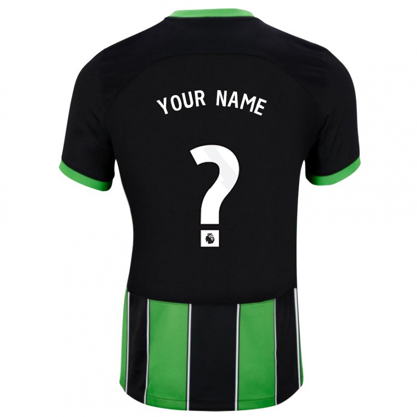 Kids Football Your Name #0 Black Green Away Jersey 2023/24 T-Shirt