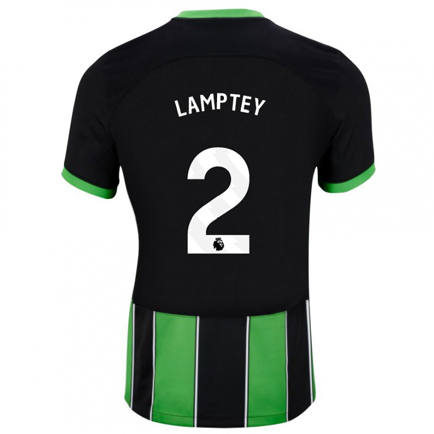 Kids Football Tariq Lamptey #2 Black Green Away Jersey 2023/24 T-Shirt