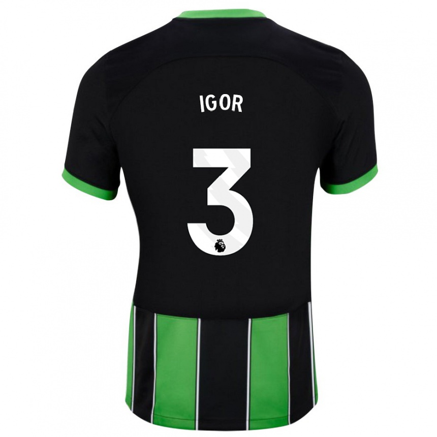 Kids Football Igor #3 Black Green Away Jersey 2023/24 T-Shirt