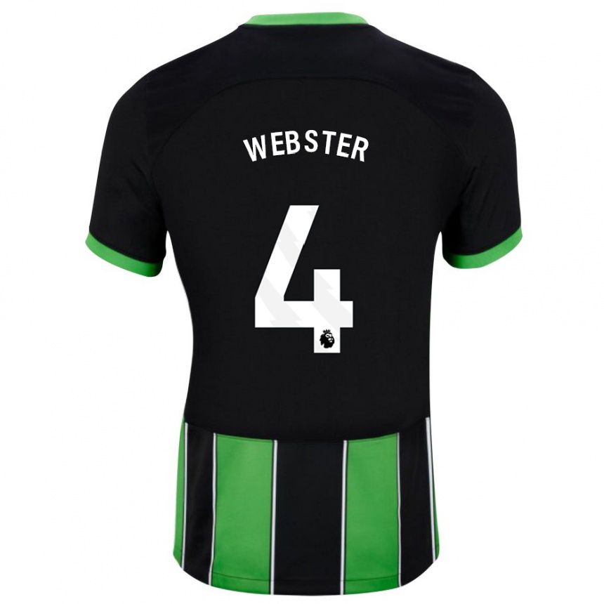 Kids Football Adam Webster #4 Black Green Away Jersey 2023/24 T-Shirt